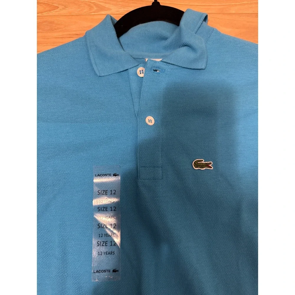 Lacoste‎ Boys Blue Short Sleeve Pique Polo Shirt Size 12 New